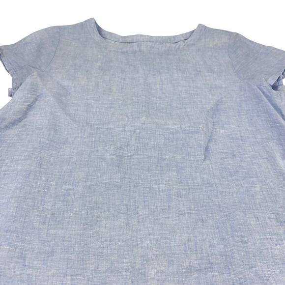 C&C California 100% Linen Small Blue Lagenlook Beachy Relaxed fit Women's Top - Picture 3 of 10